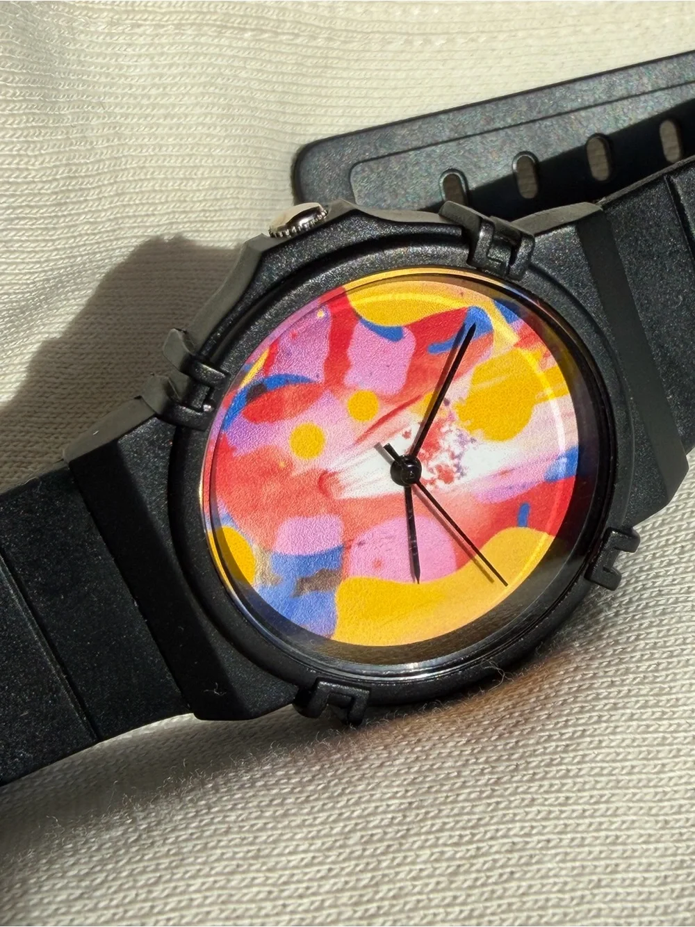 Balance and Composure Black Silicone Watch with Colorful Album Art Dial
